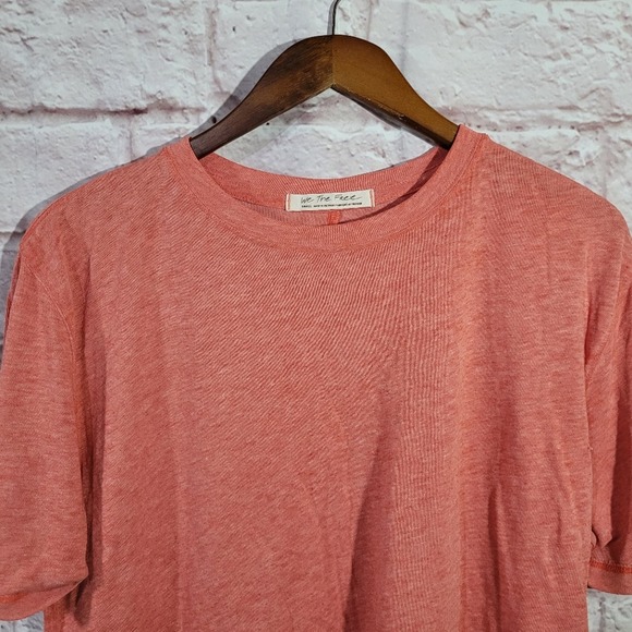 Free People We The Free Heathered Coral Raw Hem Basic Tee - Picture 2 of 11